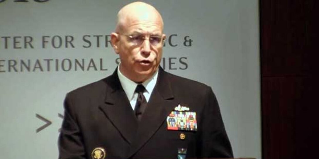 Screen-grab of Adm. Kurt W. Tidd speaking at the Center for Strategic and International Studies in Washington, D.C. on Oct. 18, 2016.