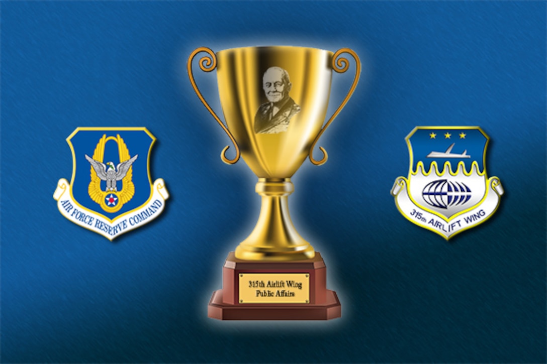 Air Force Reserve Command Public Affairs announced the winners of the 2016 Communication Excellence Awards this week.
The 315th Airlift Wing Public Affairs staff, Joint Base Charleston, South Carolina, won the Maj. Henry "Hap" Arnold Award for Public Affairs Communication Effectiveness. (U.S. Air Force Graphic by Michael Dukes)