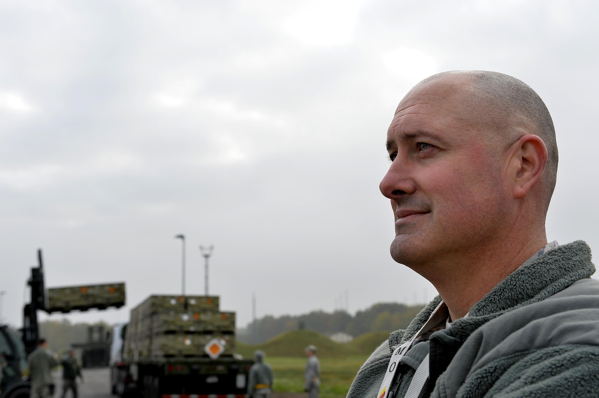 Master Sgt. James Tschoepe, 86th Munitions Squadron NCO in charge of tactical aircrew rapid response packages, watches his Airmen perform scenarios during a local exercise at Ramstein Air Base, Germany, Oct. 26, 2016. The 86th MUNS is the hub for all munitions movements for United States Air Forces in Europe and Africa. (U.S. Air Force photo by Airman 1st Class Joshua Magbanua)