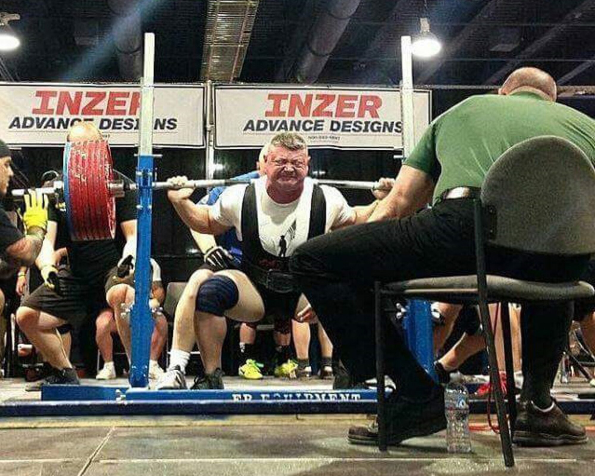 Tech Sgt. Benjamin O’Brien, 56th Equipment Maintenance Squadron programs monitor, Squats 815.7Lbs Sept. 17, 2016 at the Las Vegas Convention Center, Nevada. O’Brien completed the squat on his second attempt, giving him his personal best and the Ariz. State record in the Mr. Olympia Pro Powerlifting Invitational. (Courtesy photo)