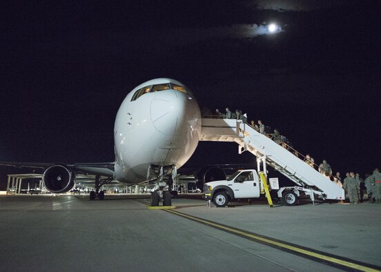 Members of the 726th Air Control Squadron prepare to deploy from Mountain Home Air Force Base to support operations in Southwest Asia Oct. 10, 2016. The 726th ACS is one of three Air Force active-duty Control Reporting Centers stationed in the U.S. and have deployed regularly in support of Operations Iraqi and Enduring Freedom, Noble Eagle and Air Defense of Arabian Gulf.  (U.S. Air Force photo by Airman 1st Class Chester Mientkiewicz/Released)