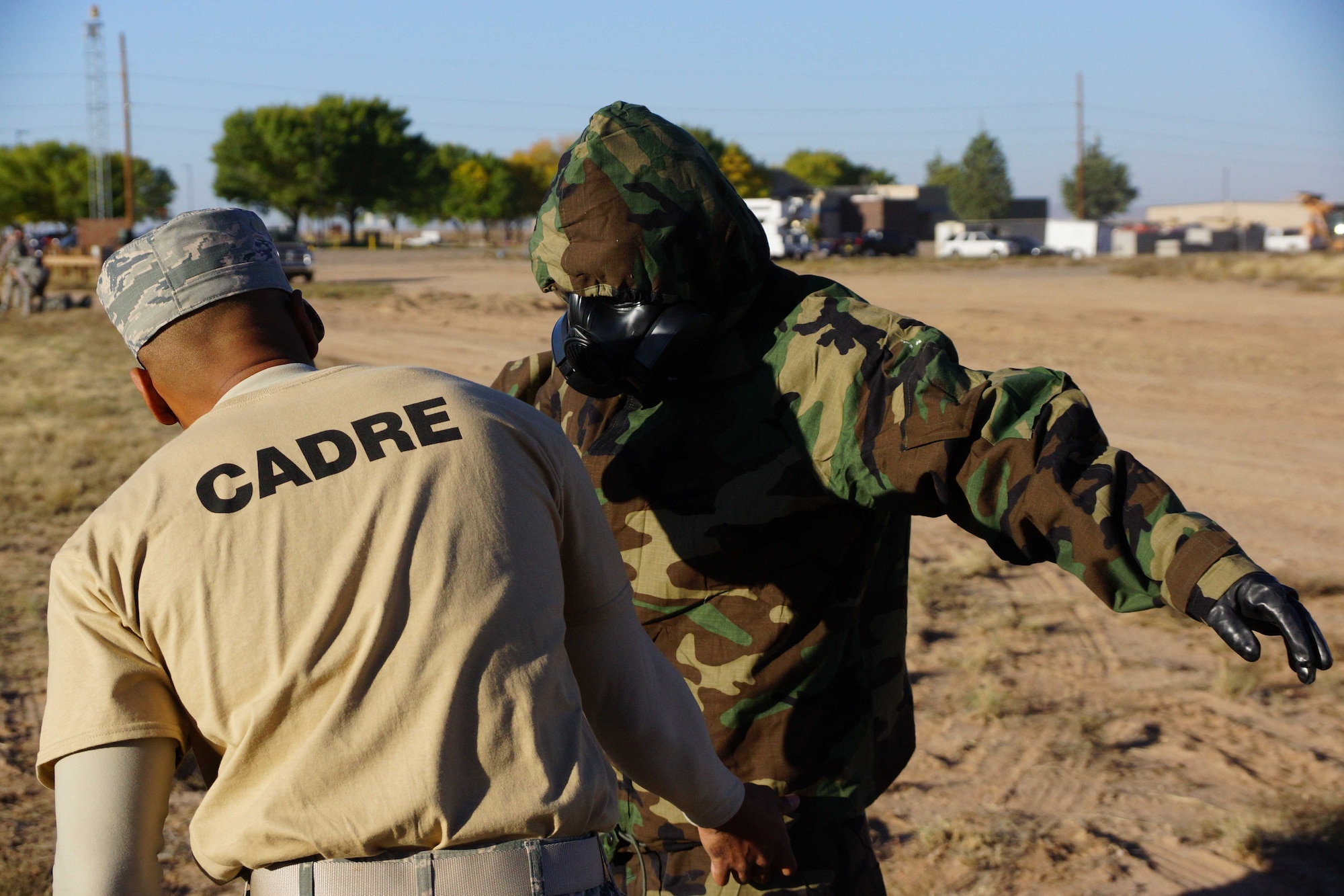 Master. Sgt. Daniel Key, 377th Security Forces, suits up in preparation to compete in a skills test at the first-ever Manzano Challenge Oct. 22 at  Kirtland. The event saw 64 Airmen competing in different stations, ranging from weapons skills and land navigation to team tactics and problem solving. 