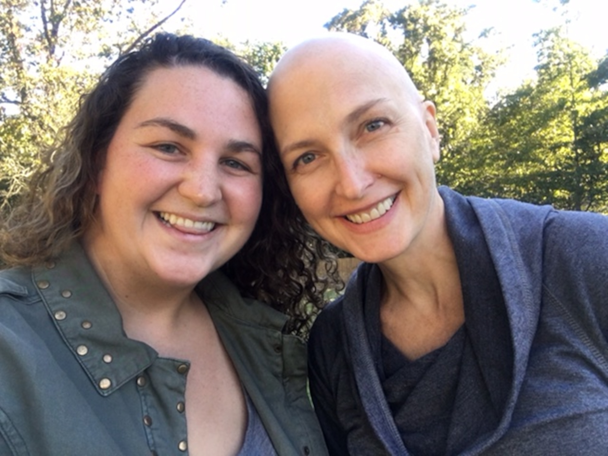 Airman Shawna Keyes (left), 4th Fighter Wing Public Affairs photojournalist, takes a photo with Leta Matte, Oct. 9, 2016, in Matthews, North Carolina. Matte has been undergoing chemotherapy treatment for breast cancer for the past two months. (U.S. Air Force photo by Airman Shawna L. Keyes)