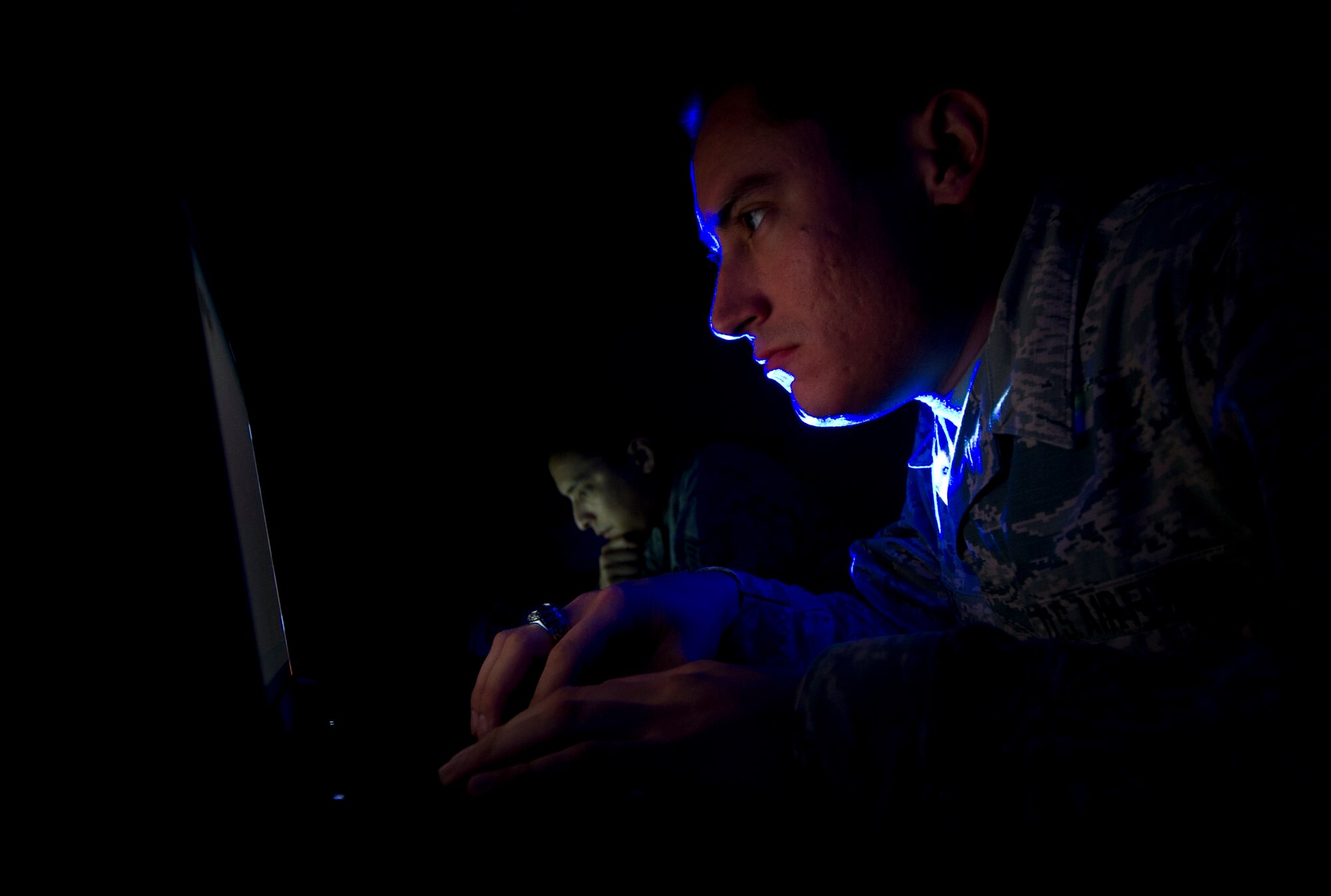 A photo illustration of the Cyber Squadron Initiative program Oct. 28, 2016. The Cyber Squadron Initiative is a pathfinder for innovation within the Air Force cyber domain that combines Airmen from different Air Force Specialty Codes to enhance cyber surety on Air Force installations. The 325th Communication is one of 16 squadrons designated for the Cyber Squadron Initiative Air Force-wide, and the first selected for Air Combat Command. (U.S. Air Force photo illustration by Senior Airman Solomon Cook/Released)