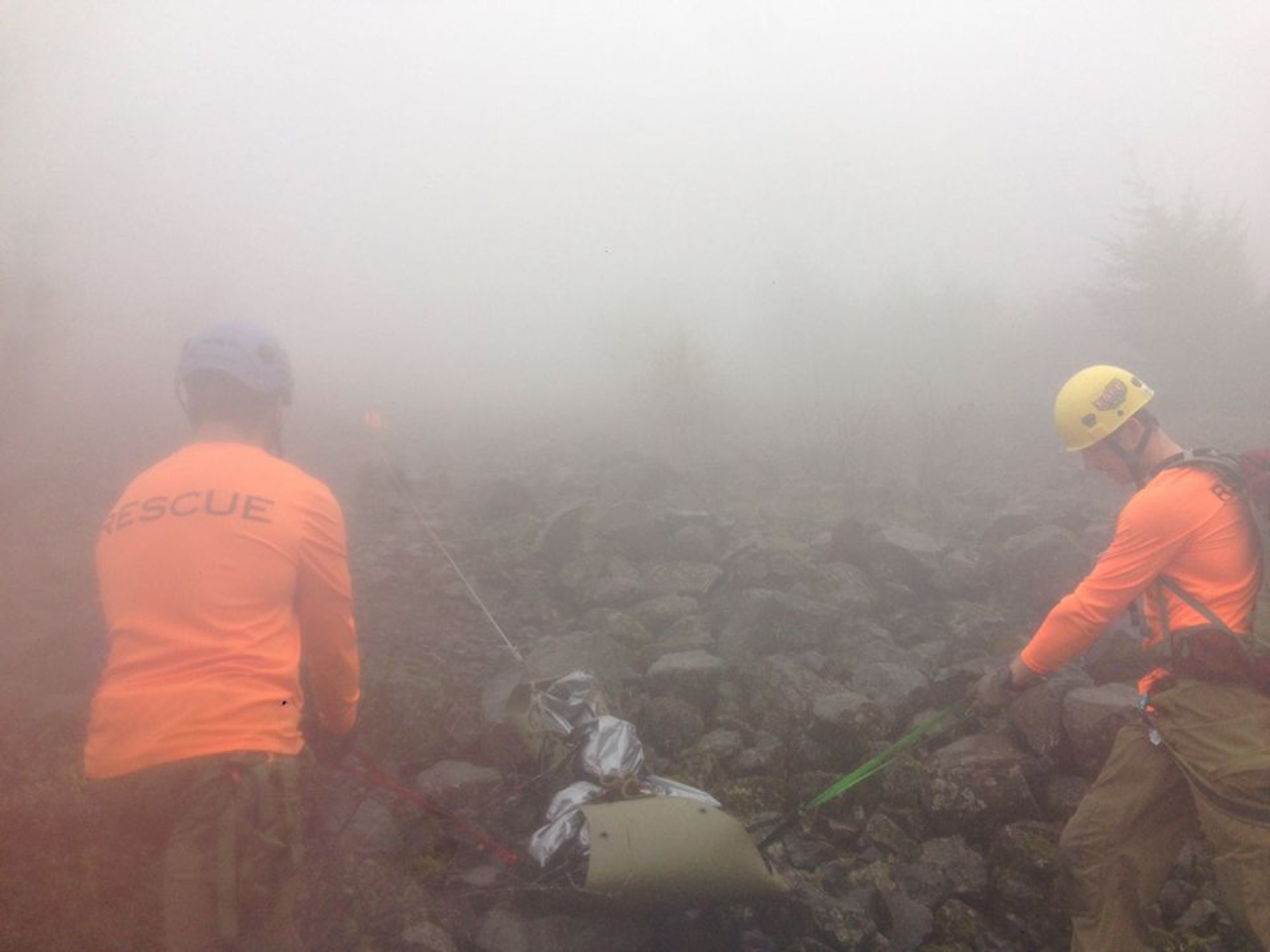 Air Force Reserve Pararescuemen or PJs from Portland’s 304th Rescue Squadron assisted in recovering a hiker who was declared missing October 25, 2016. Early October 26, 2016, a team of four PJs scoured steep rocky terrain near the Oregon-Washington border until nightfall with the assistance of volunteers, civil search and rescue teams, AT&T and Apple. Information was obtained to pinpoint the GPS coordinates for the victim, 31-year-old Melvin Burtch's, cell phone allowing searchers to navigate to the cell phone location. They found Burtch’s body within 50 yards of the location of the phone. (U.S. Air Force photo/ Maj. Chris Bernard)
