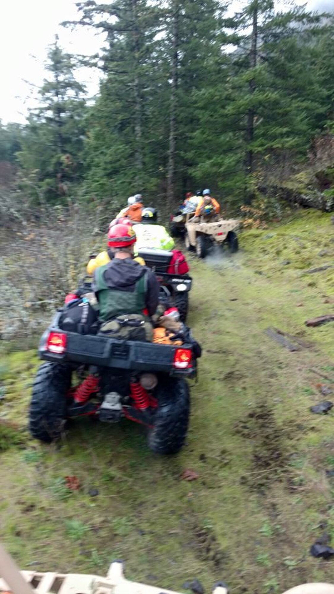 Air Force Reserve Pararescuemen or PJs from Portland’s 304th Rescue Squadron assisted in recovering a hiker who was declared missing October 25, 2016. Early October 26, 2016, a team of four PJs scoured steep rocky terrain near the Oregon-Washington border until nightfall with the assistance of volunteers, civil search and rescue teams, AT&T and Apple. Information was obtained to pinpoint the GPS coordinates for the victim, 31-year-old Melvin Burtch's, cell phone allowing searchers to navigate to the cell phone location. They found Burtch’s body within 50 yards of the location of the phone. (U.S. Air Force photo/ Maj. Chris Bernard)
