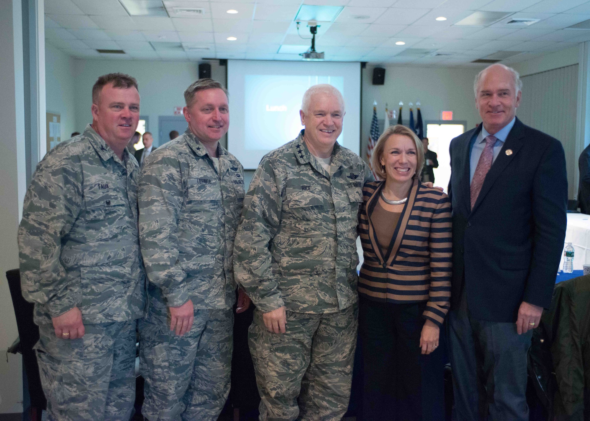 The 102nd Intelligence Wing hosts a number of high-ranking military and government officials as well as innovators from several high-tech energy companies during a leadership summit at Otis Air National Guard Base Oct. 25, 2016. The summit focused on the upcoming Otis Microgrid Project, an electrical network that ties into renewable energy sources, can operate if the commercial network fails, and allows the base to reduce its energy costs.(Air National Guard photo by Mr. Timothy Sandland/released)
