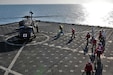 Soldiers assigned to Alpha Company, 1st Battalion, 111th Aviation Regiment, 77th Combat Aviation Brigade, conducted deck landings in the Arabian Gulf, Oct. 11-12. The UH-60 Blackhawk and AH-64 Apache crews took turns landing their aircraft aboard the USNS Alan Shepard to qualify their crews in this type of maneuver. Upon completion of the qualification each set of aircraft was refueled by the vessel and flown back to Camp Buehring, Kuwait. Training exercises like these play an important role in mission readiness and total force capability by increasing interoperability between branches, which is vital for joint collaboration missions.(U.S. Army photos by Sgt. Aaron Ellerman)