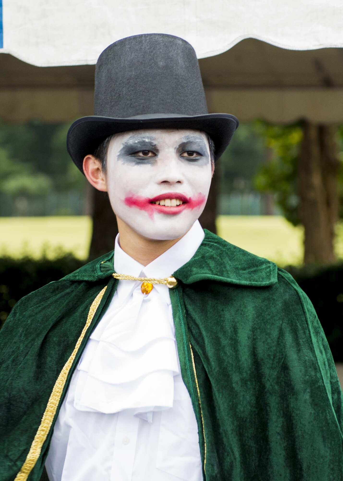 A race participant poses for a photo after the 5th annual 374th Civil Engineer Squadron Running of the Bulls 10K on 28 Oct. 2016, at Yokota Air Base, Japan. The event included a costume contest for participants who ran in their Halloween costumes. (U.S. Air Force photo by Airman 1st Class Donald Hudson/Released)