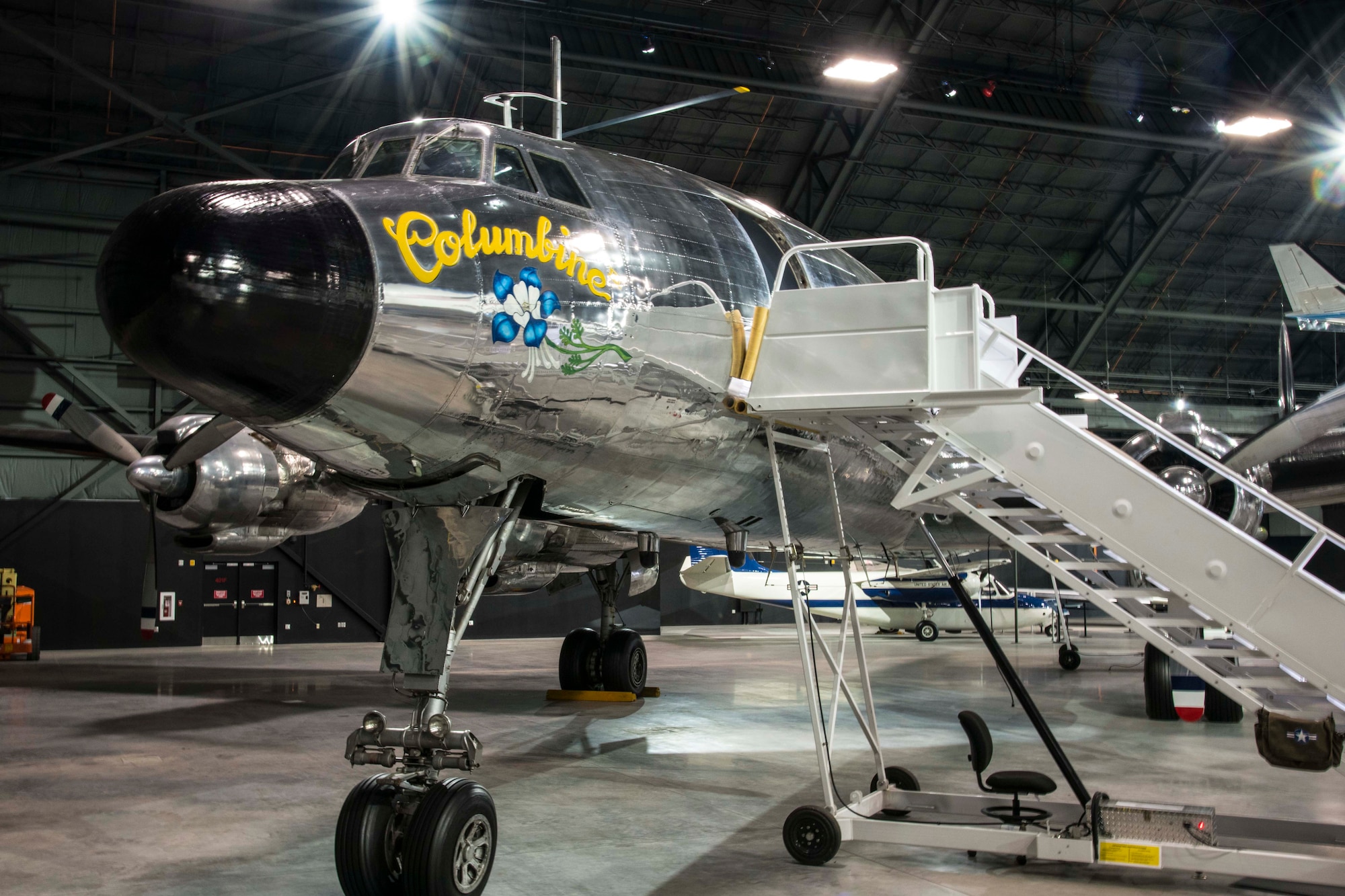 DAYTON, Ohio -- The Lockheed VC-121E “Columbine III” on display in the Presidential Gallery at the National Museum of the United States Air Force. (U.S. Air Force photo by Ken LaRock) 