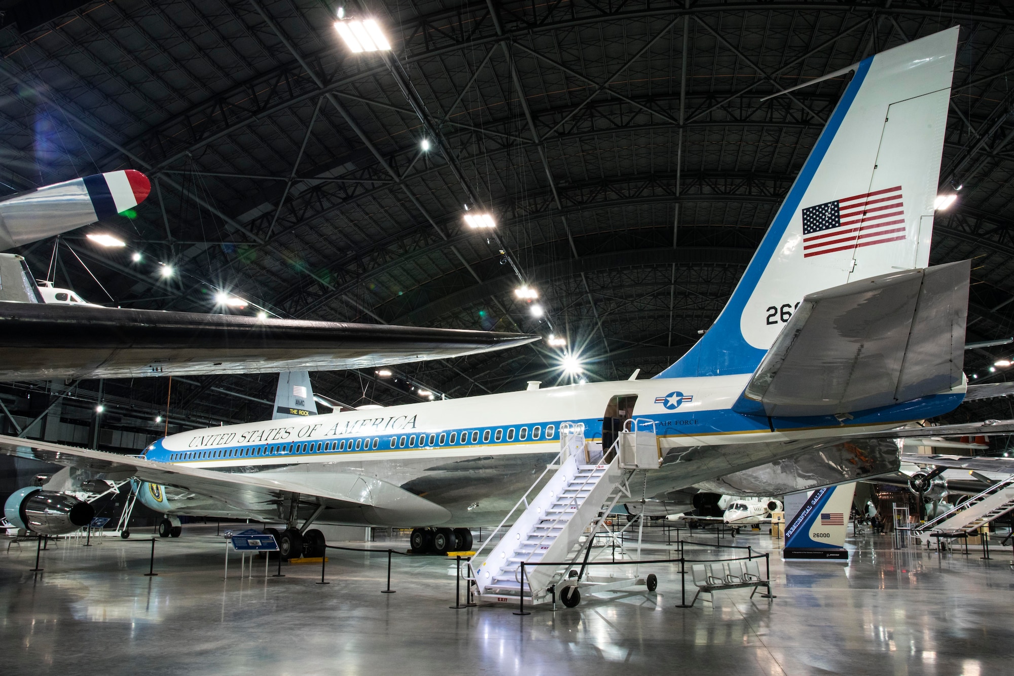DAYTON, Ohio -- The Boeing VC-137C SAM 26000 on display in the Presidential Gallery at the National Museum of the United States Air Force. (U.S. Air Force photo by Ken LaRock) 