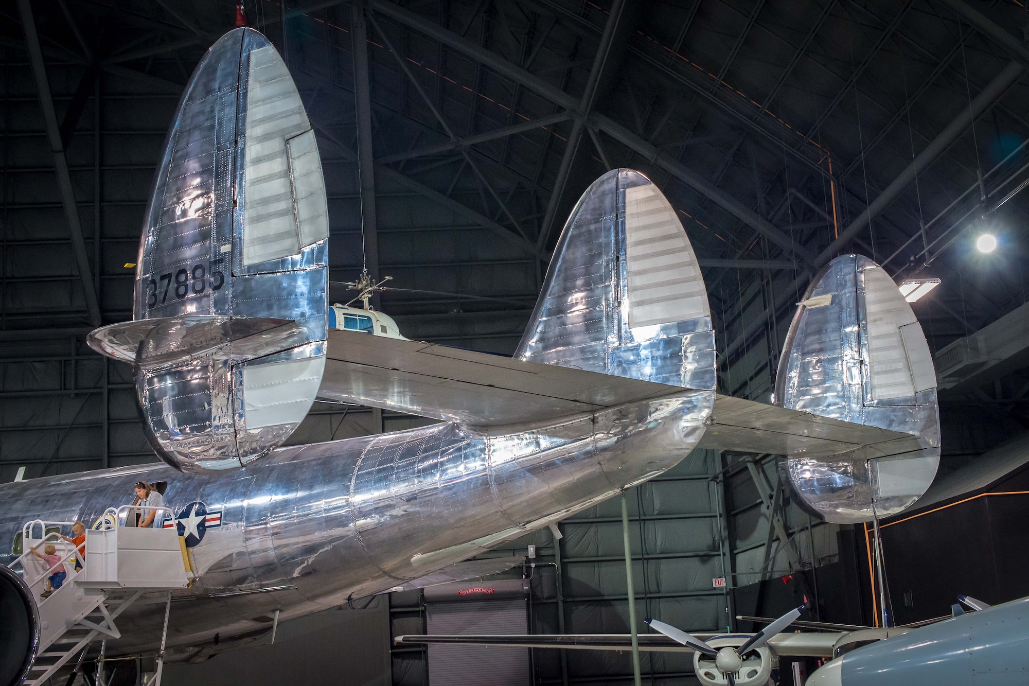 DAYTON, Ohio -- The Lockheed VC-121E “Columbine III” on display in the Presidential Gallery at the National Museum of the United States Air Force. (U.S. Air Force photo by Jim Copes)