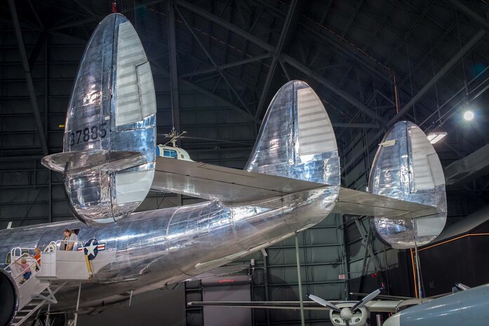 DAYTON, Ohio -- The Lockheed VC-121E “Columbine III” on display in the Presidential Gallery at the National Museum of the United States Air Force. (U.S. Air Force photo by Jim Copes)