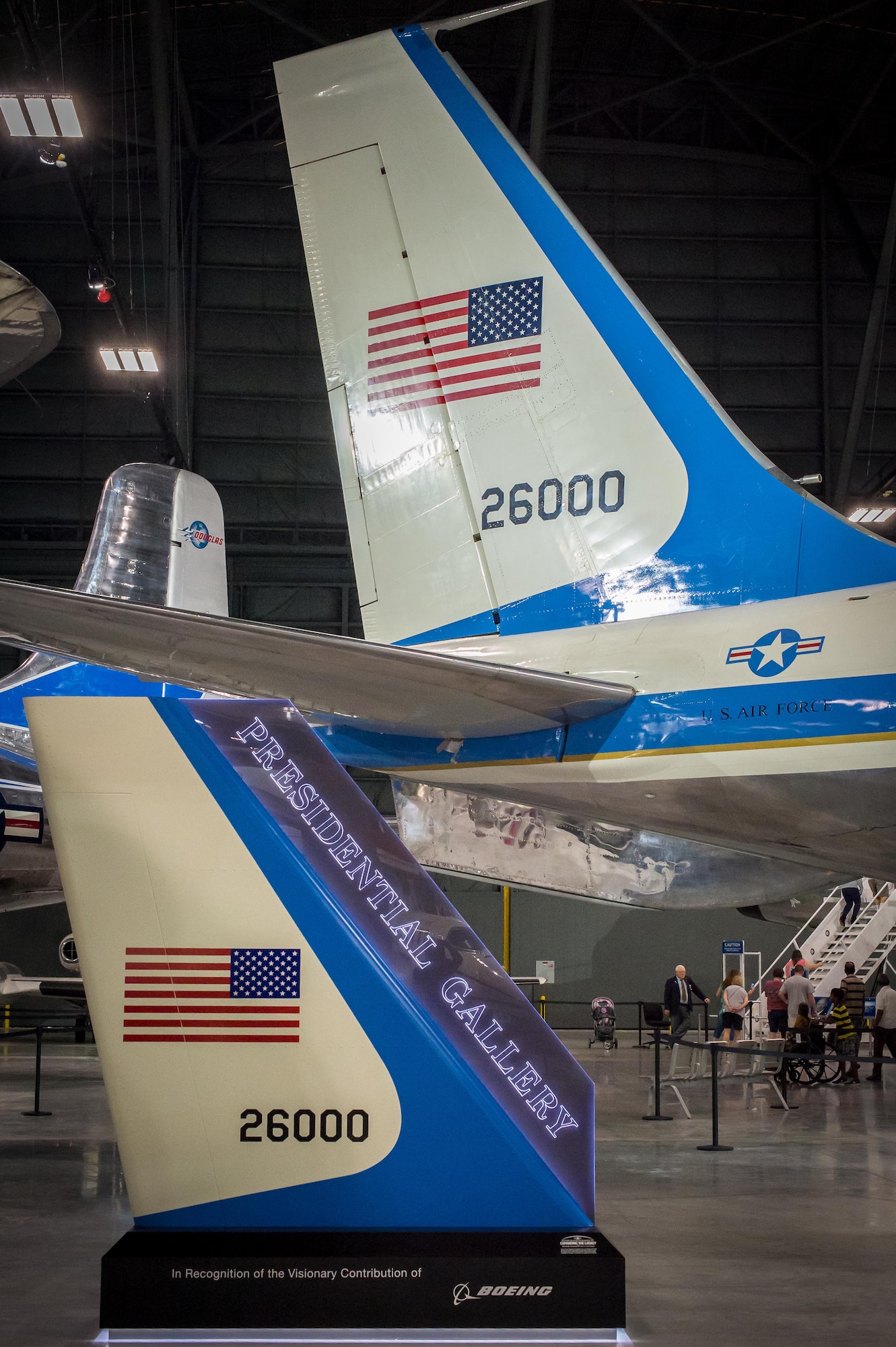 DAYTON, Ohio -- The Boeing VC-137C SAM 26000 on display in the Presidential Gallery at the National Museum of the United States Air Force. (U.S. Air Force photo by Jim Copes)
