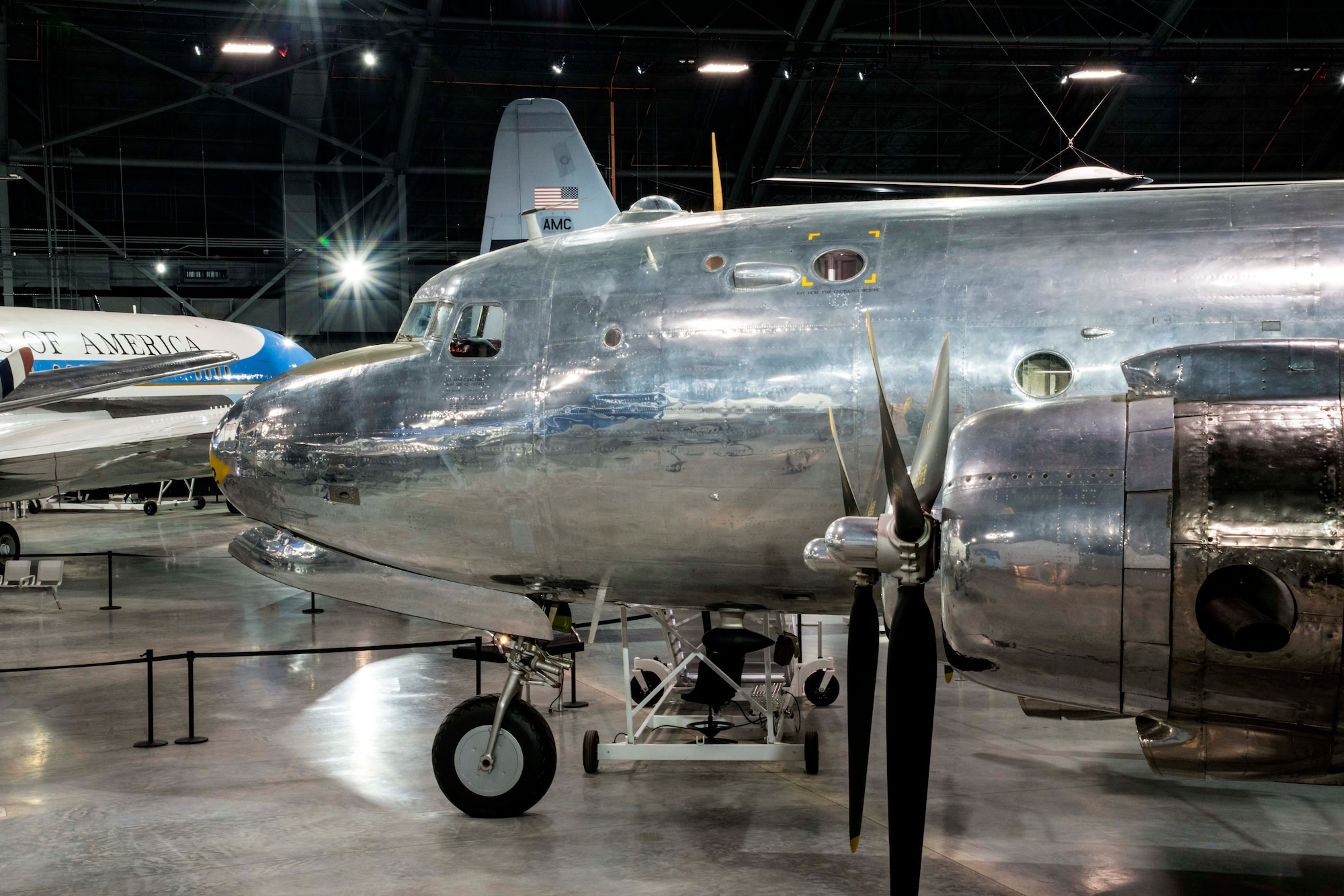 DAYTON, Ohio -- The Douglas VC-54C “Sacred Cow” on display in the Presidential Gallery at the National Museum of the United States Air Force. (U.S. Air Force photo by Ken LaRock)