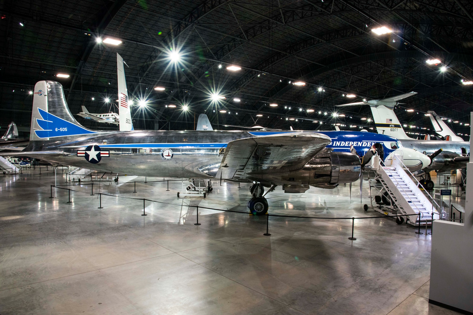 DAYTON, Ohio -- The Douglas VC-118 “Independence” on display in the Presidential Gallery at the National Museum of the United States Air Force. (U.S. Air Force photo by Ken LaRock)