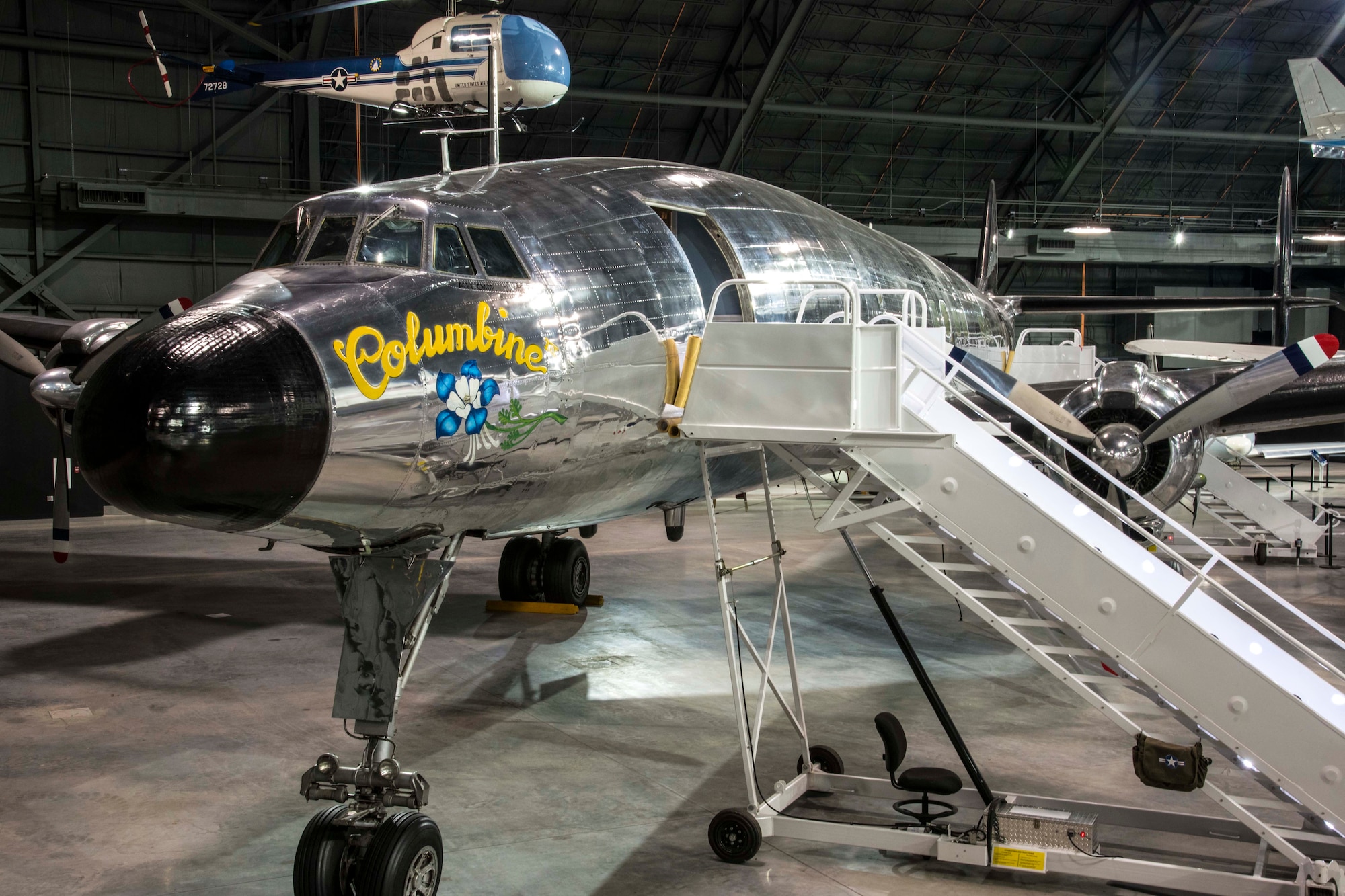 DAYTON, Ohio -- The Lockheed VC-121E “Columbine III” on display in the Presidential Gallery at the National Museum of the United States Air Force. (U.S. Air Force photo by Ken LaRock) 