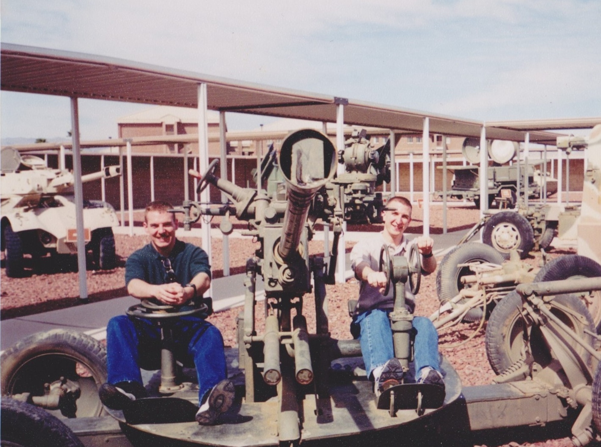 (Right) Paul Vidoloff and Scott Paul, visit the Threat Training Facility at Nellis Air Force Base, Nevada in 1999. Lt. Col. Vidoloff is currently the commander of the 29th Intelligence Squadron and Lt. Col. Paul is the commander of the 381st Intelligence Squadron. (Courtesy photo) 