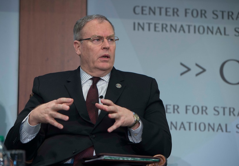 Deputy Defense Secretary Bob Work speaks at the Center for Strategic and International Studies about the Pentagon’s third offset strategy in Washington, D.C., Oct. 28, 2016. DoD photo by Navy Petty Officer 1st Class Tim D. Godbee