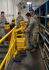 Airmen with the 91st Missile Maintenance Squadron facilities maintenance section, sort through calibrated equipment at Minot Air Force Base, N.D., Oct. 24, 2016. After accounting for all equipment kits, FMS Airmen ensure it’s organized in an equipment storage area. (U.S. Air Force photo/Airman 1st Class Jonathan McElderry)