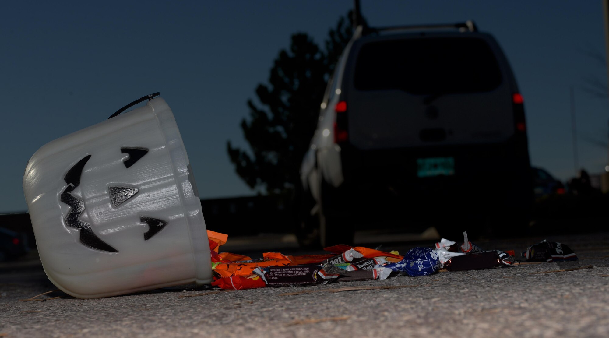 According to the National Safety Council, the month of October ranks second in the United States in motor vehicle deaths by month. To prevent any accidents from happening Halloween night, motorists should be aware of children walking on roadways, medians and curbs, enter and exit driveways and alleys carefully and be aware of children in dark clothing during twilight and in the evening. (U.S Air Force photo illustration by Airman 1st Class Denise M. Jenson)