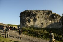 U.S. Air Force Airmen from the 52nd Logistics Readiness Squadron, Spangdahlem Air Base, Germany, walk up to Fort Aubin-Neufchateau, Belgium, Aug. 28, 2016. More than 25 Airmen worked to help preserve and excavate a World War II era bunker at the fort. (U.S. Air Force photo by Staff Sgt. Jonathan Snyder/Released)
