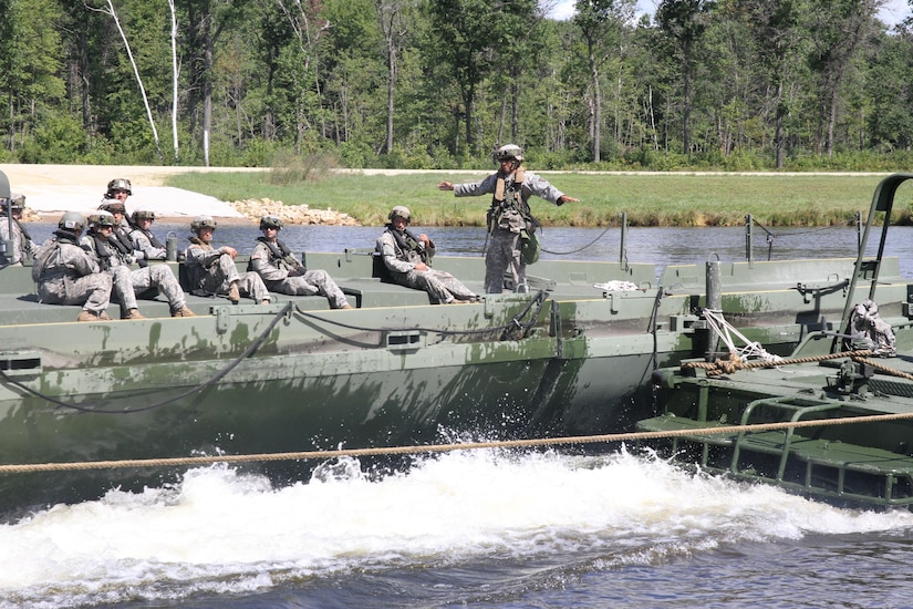 FORT MCCOY, Wis. - U.S. Army Reserve engineer Soldiers conducting bridging operations Aug. 21 during Combat Support Training Exercise 86-16-03 at Fort McCoy, Wis. (U.S. Army Reserve photo by Staff Sgt. Debralee Best)