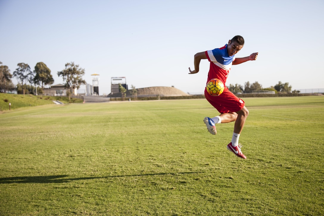 U.S. Army Reserve 2nd Lt. David Garza works on his footwork at the U.S. Olympic Training Center in Chula Vista, Calif. on Aug. 23, 2016 in preparation for the 2016 Summer Paralympic Games. The U.S. Paralympic National Men's Soccer team will square off against Holland during their first match in Rio, Brazil, Sept. 8, 2016. Garza is a member of the 314 Military Intelligence Battalion in San Diego, Calif.