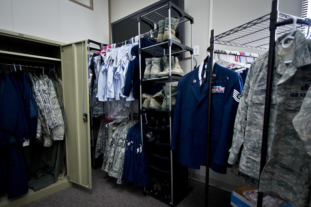 Blues, BDUs and boots make up most of the stock available at the 919th Special Operations Wing’s Airmen’s Attic located in the MADD building at Duke Field, Fla.  Anyone interested in donating or in need of a uniform can visit the “Attic” during duty hours when the building is open for business.  (U.S. Air Force photo/Tech. Sgt. Sam King)