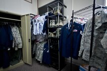Blues, BDUs and boots make up most of the stock available at the 919th Special Operations Wing’s Airmen’s Attic located in the MADD building at Duke Field, Fla.  Anyone interested in donating or in need of a uniform can visit the “Attic” during duty hours when the building is open for business.  (U.S. Air Force photo/Tech. Sgt. Sam King)