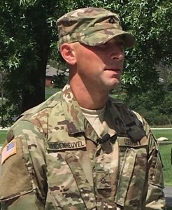 Pfc. Fred Vandenheuvel, a member of the Pennsylvania Army National Guard’s 252nd Engineer Company rendered aid to a man who suffered a heart attack while dining in a local restaurant. (Courtesy Photo)