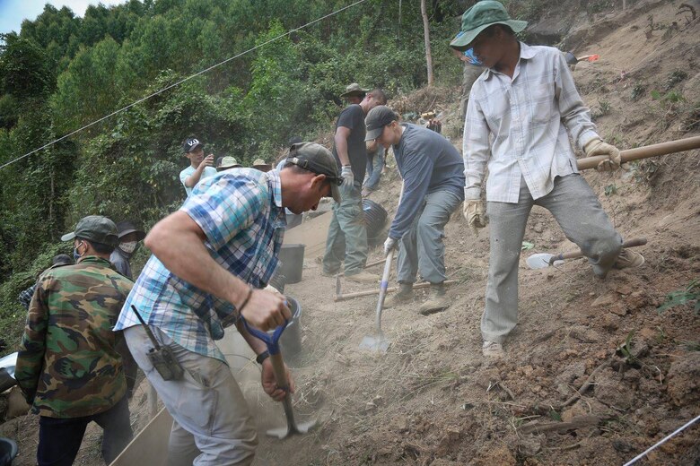 Work progresses on the excavation site.