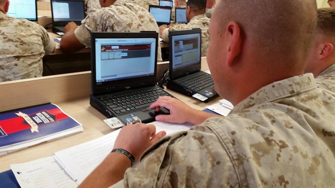 Marines from Basic Recruiter Course learning the Components of Systematic Recruiting. 