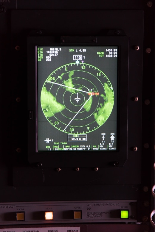The radar shows a section of weather during a flight into Hurricane Hermine Sept. 1, 2016 (U.S. Air Force photo by Senior Airman Heather Heiney