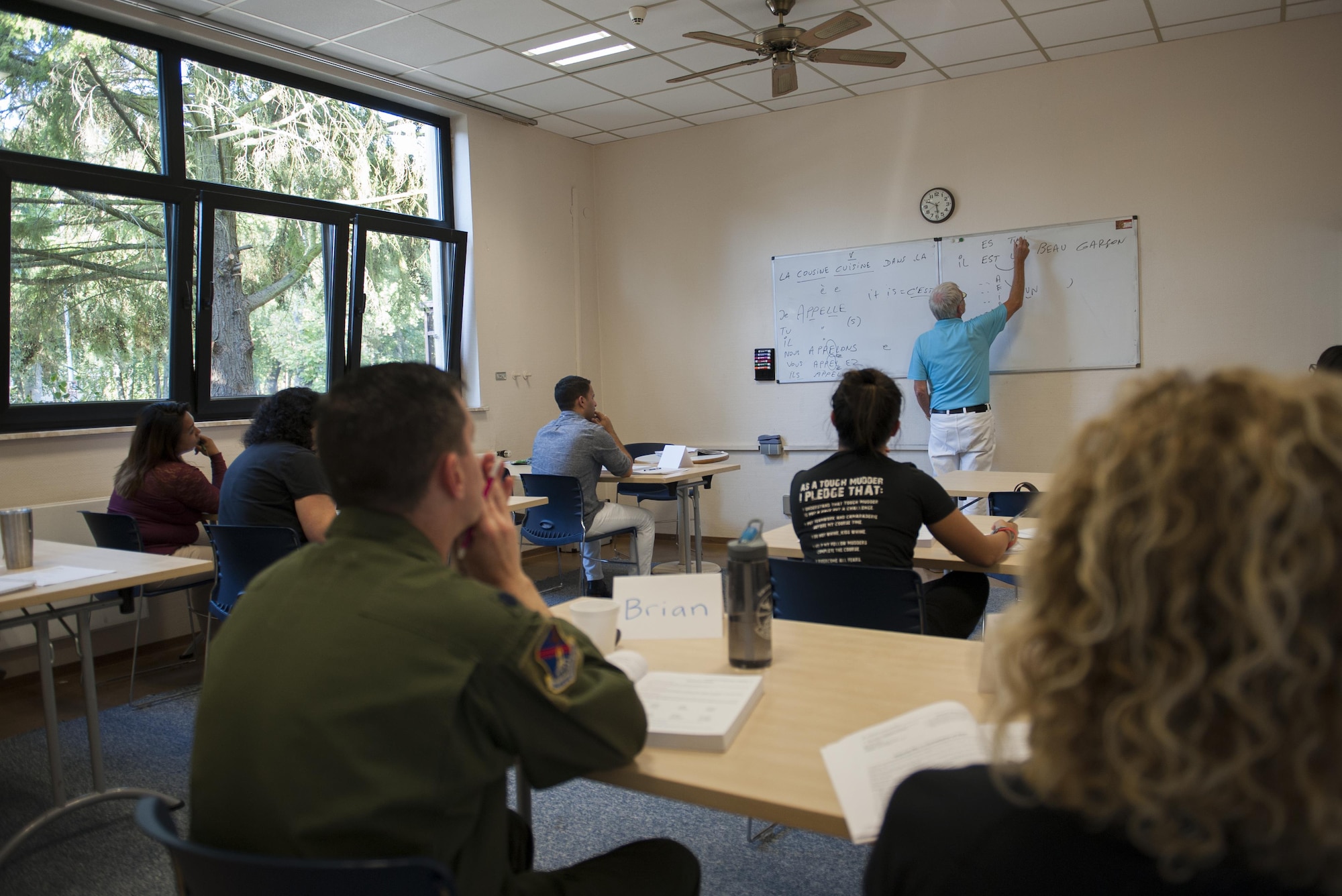 Students attend a French course Aug. 30, 2016, at Ramstein Air Base, Germany. Registration is $85 per student for the eight-week classes, which are available to Kaiserslautern Military Community members, including civilian personnel, and dependents. (U.S. Air Force photo/ Airman 1st Class Savannah L. Waters)
