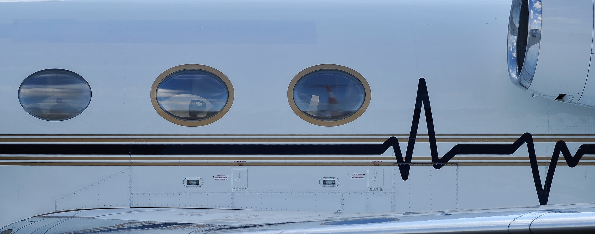 A passenger of a Gulfstream III sits in the cabin during an aeromedical evacuation mission Sept. 1, 2016, at Ramstein Air Base, Germany. Since October 2001, more than 48,000 Airmen, Soldiers, Marines and Sailors have been aeromedically evacuated in support of the Global War on Terror for both battle and non-battle injuries. (U.S. Air force photo/Airman 1st Class Lane T. Plummer)