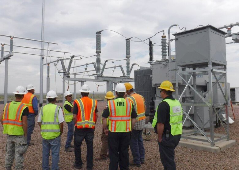 The power delivery team performs a pre-energize safety walkdown prior to power transfer to transformer No. 3 at the Pueblo Chemical Agent Destruction Pilot Plant in Pueblo, Colorado.