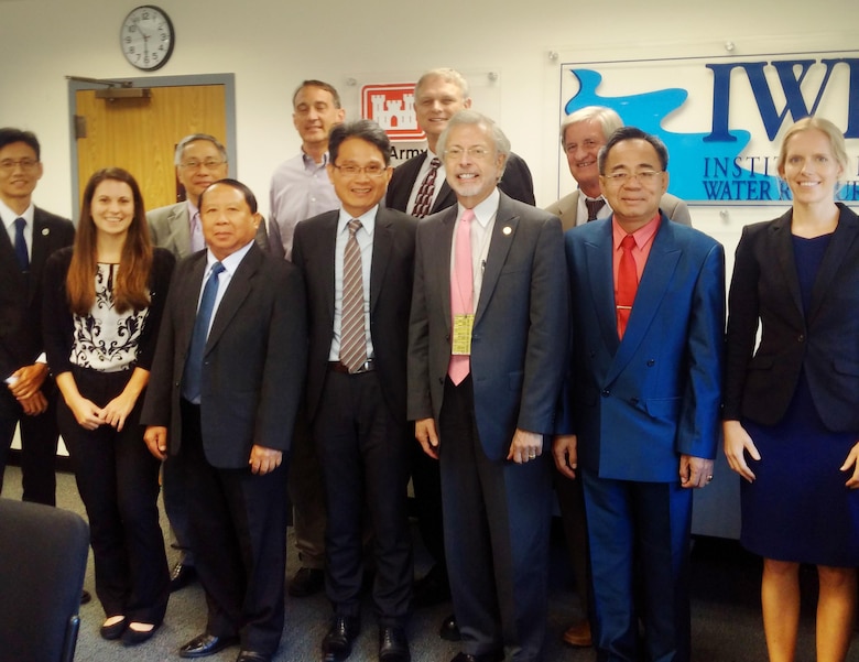 Participants, from left to right: Dr. Song-Yue Yang (TWRA), Dr. Jennifer Olszewski (USACE IWR); Mr. Pham Tuan Phan (MeRC); Dr. Phoumy Vongleck (LMNRE); Dr. Hal Cardwell (USACE IWR), Dr. Chien-Hsin Lai (TWRA), Dr. Joe Manous (USACE IWR), Mr. Bob Pietrowsky (USACE IWR); Mr. John Emmerson (USACE POD), Dr. Inthavy Akkharath (LNMCS) and Dr. Michelle Haynes (USACE IWR). 