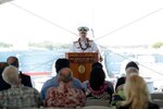 160902-N-LY160-135 PEARL HARBOR (September 2, 2016) - Rear Adm. Fritz Roegge, commander, Submarine Force U.S. Pacific Fleet, addresses guests during a ceremony marking the 71st anniverary of the end of World War II aboard the Battleship Missouri Memorial in Pearl Harbor. The annual ceremony pays tribute to service members who served and sacrificed during the war. (U.S. Navy photo by Mass Communication Specialist 2nd Class Michael H. Lee)