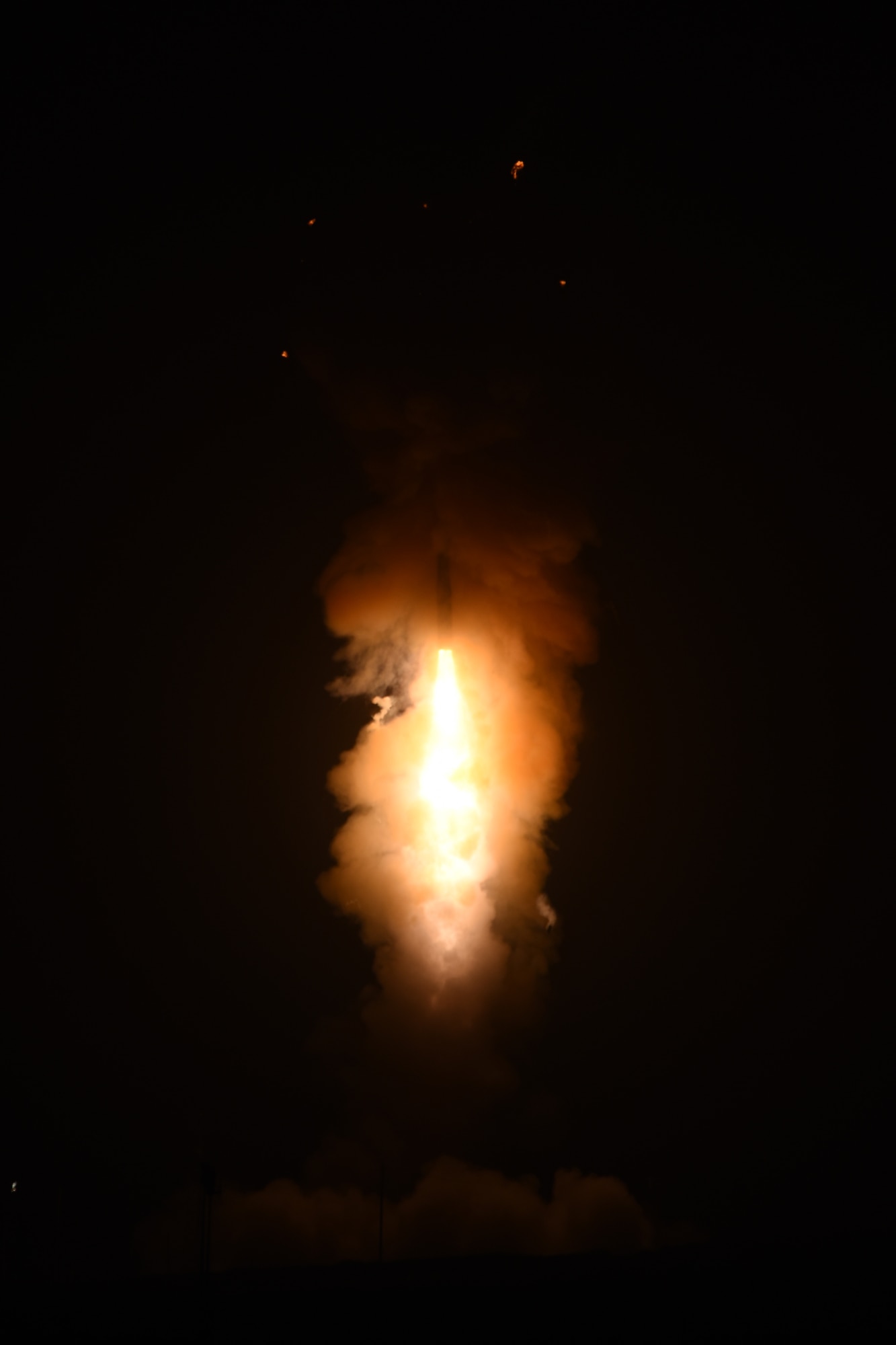 An unarmed Minuteman III intercontinental ballistic missile launches during an operational test at 2:10 a.m. Pacific Daylight Time Monday, Sept. 5, 2016, Vandenberg Air Force Base, Calif. (U.S. Air Force photo by Michael Peterson)  