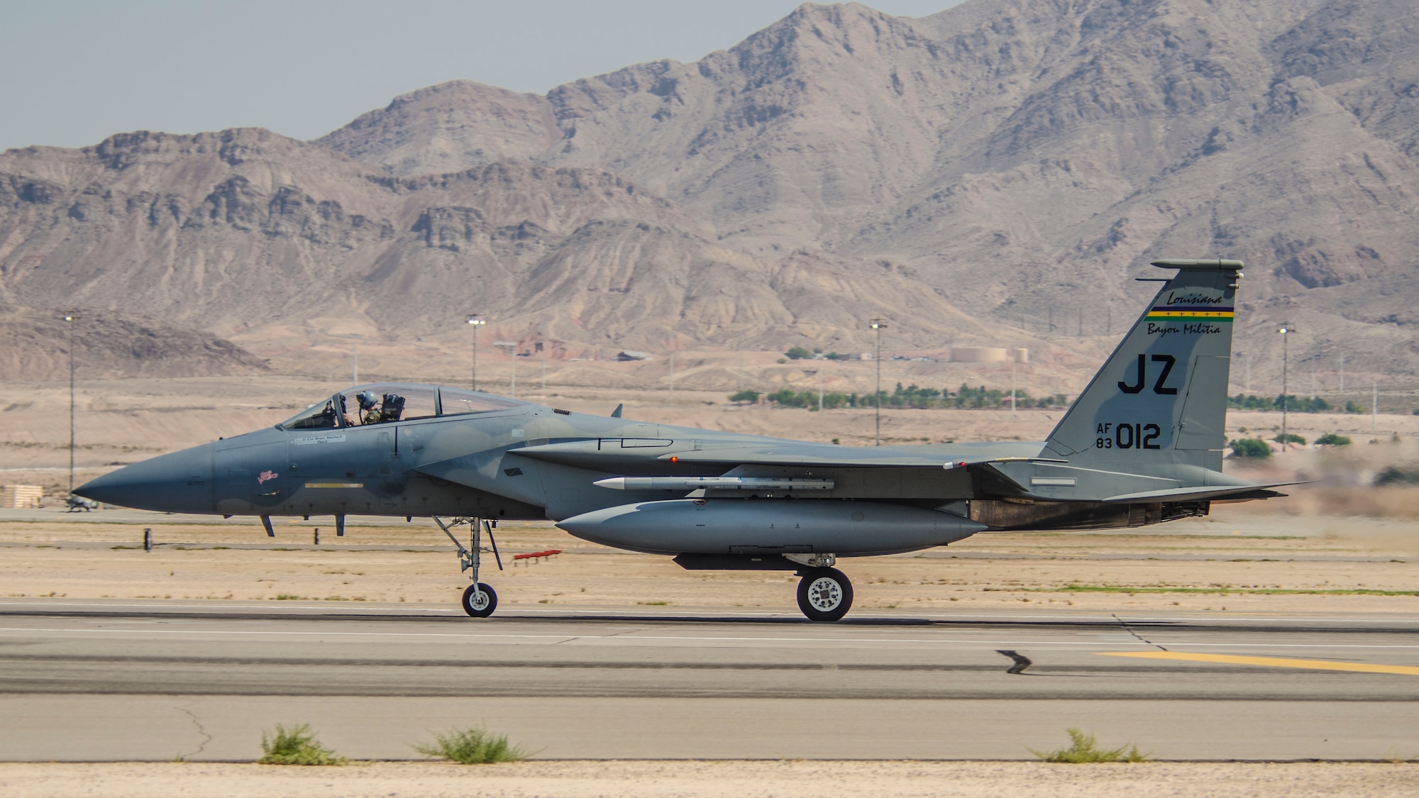 An F-15C Eagle from the 122nd Fighter Squadron, assigned to the 159th Fighter Wing, Louisiana Air National Guard, takes off during Red Flag 16-4 at Nellis Air Force Base, Nev., Aug. 24, 2016. Red Flag 16-4 conducted exercise missions to train pilots in a highly contested environment with coalition partners. (U. S. Air Force photo by Tech. Sgt. Frank Miller)