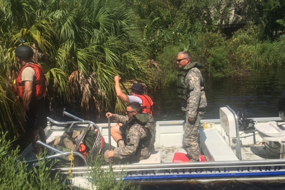 Members of the Florida National Guard partnered with members of the Florida Fish and Wildlife Commission to aid in recovery efforts following Hurricane Hermine, which struck the state on Friday as a category one hurricane. This was the first hurricane to impact the state since 2005.