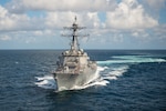 PASCAGOULA, Miss.  (August 29, 2016) The future USS John Finn (DDG 113) is underway for three days for initial builder's sea trials. John Finn is the 63rd Arleigh Burke-class destroyer and the first of the Arleigh Burke-class Flight IIA restart ships.  