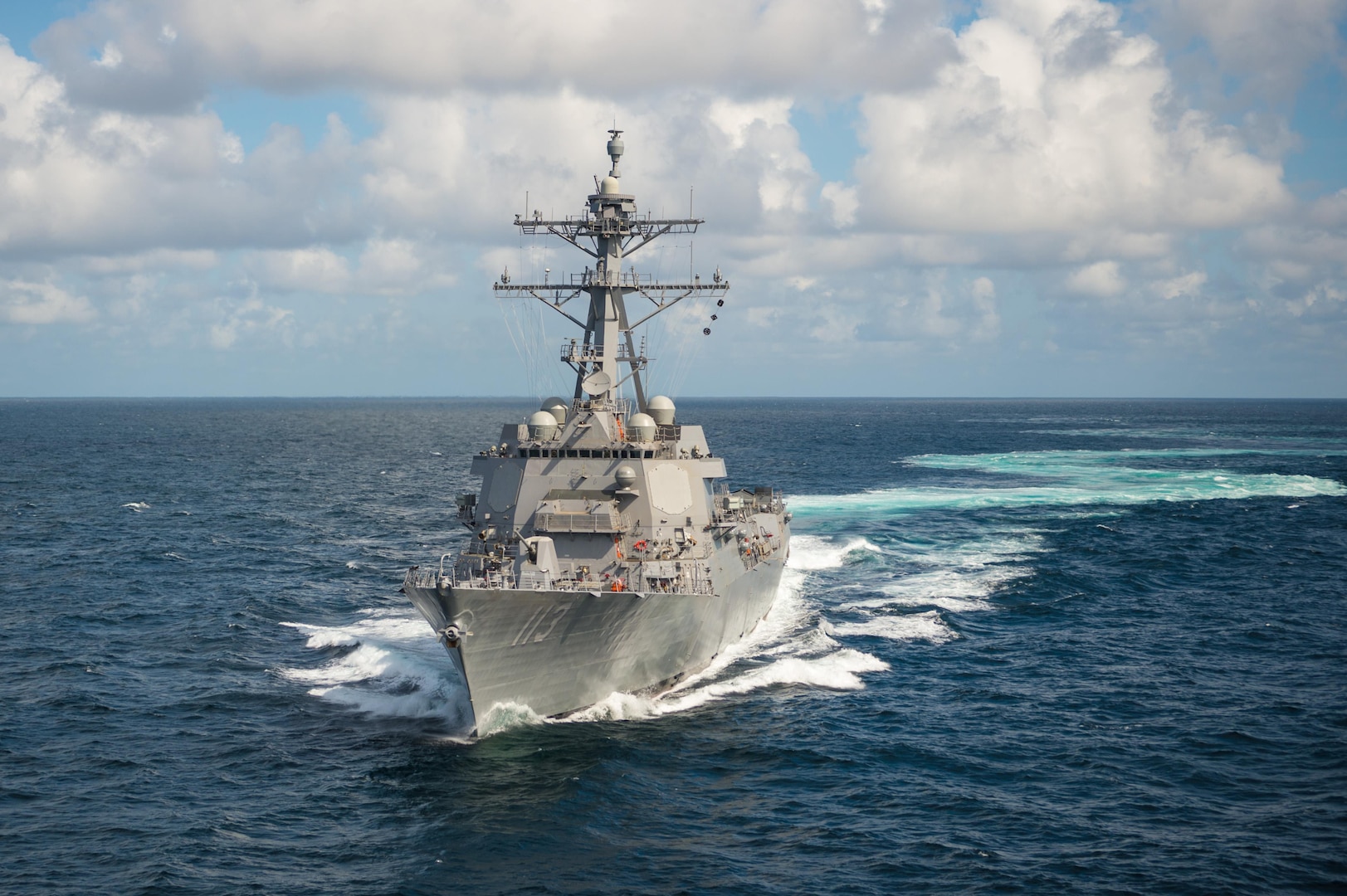 PASCAGOULA, Miss.  (August 29, 2016) The future USS John Finn (DDG 113) is underway for three days for initial builder's sea trials. John Finn is the 63rd Arleigh Burke-class destroyer and the first of the Arleigh Burke-class Flight IIA restart ships.  