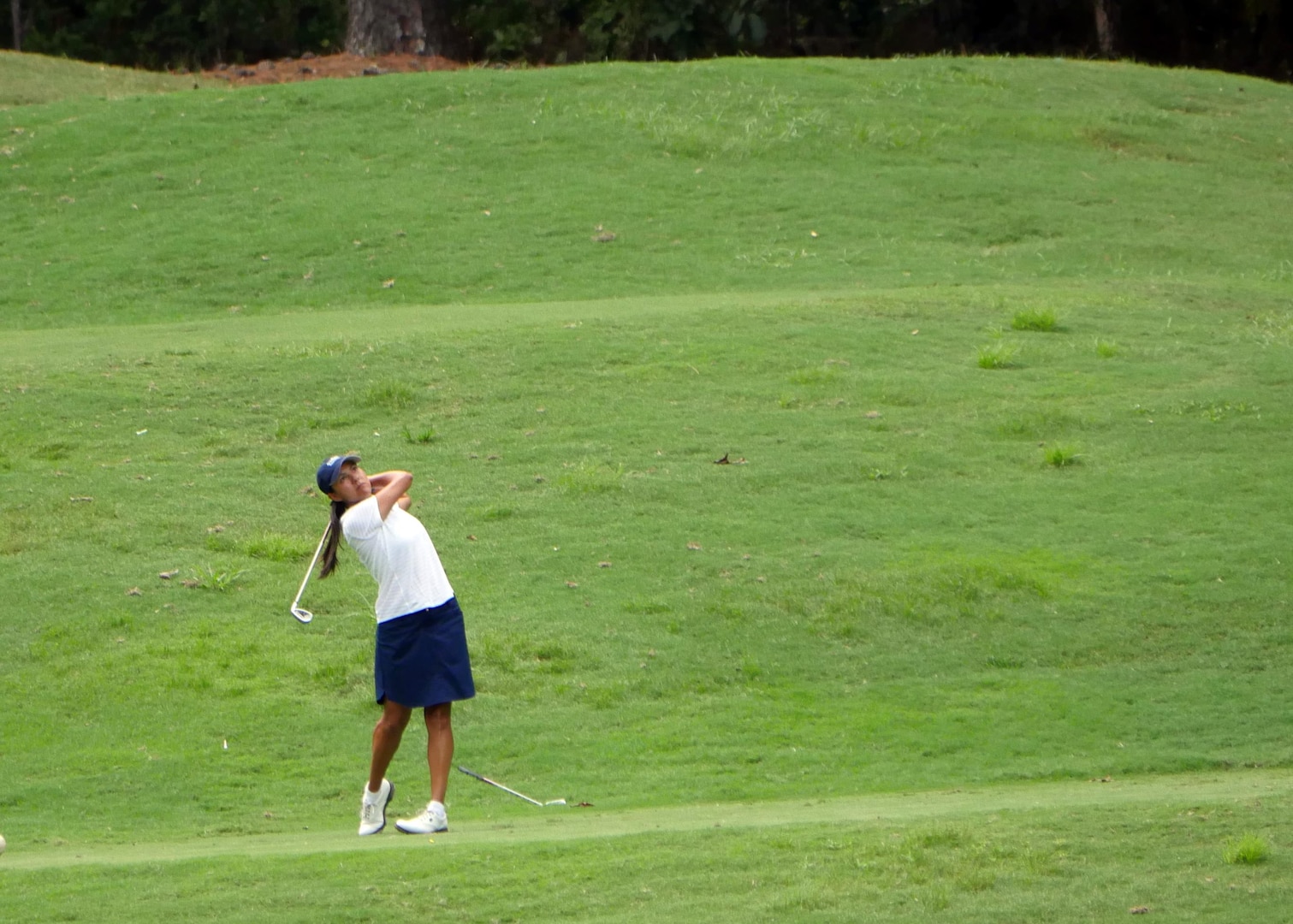 Navy Petty Officer 3rd Class Maggie Ramirez on the fairway during the 2016 Armed Forces Golf Championship at Fort Jackson, S.C. 20-23 August.  Ramirez took home the gold medal in the Women's Competition.  