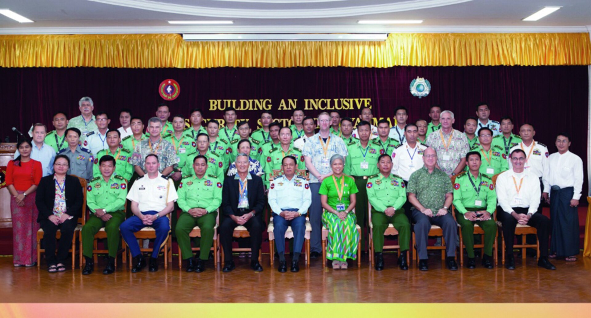 Thirty-one senior officials from the Myanmar and security 
organizations joined four members of the Daniel K. Inouye Asia-Pacific Center for Security Studies faculty for an Aug. 15 to 19 workshop focused on inclusiveness governance. Participants discussed measures Myanmar officials can take to build greater collaboration between military and civilian entities and across differing agencies. Myanmar is transitioning from military to civilian governance. 