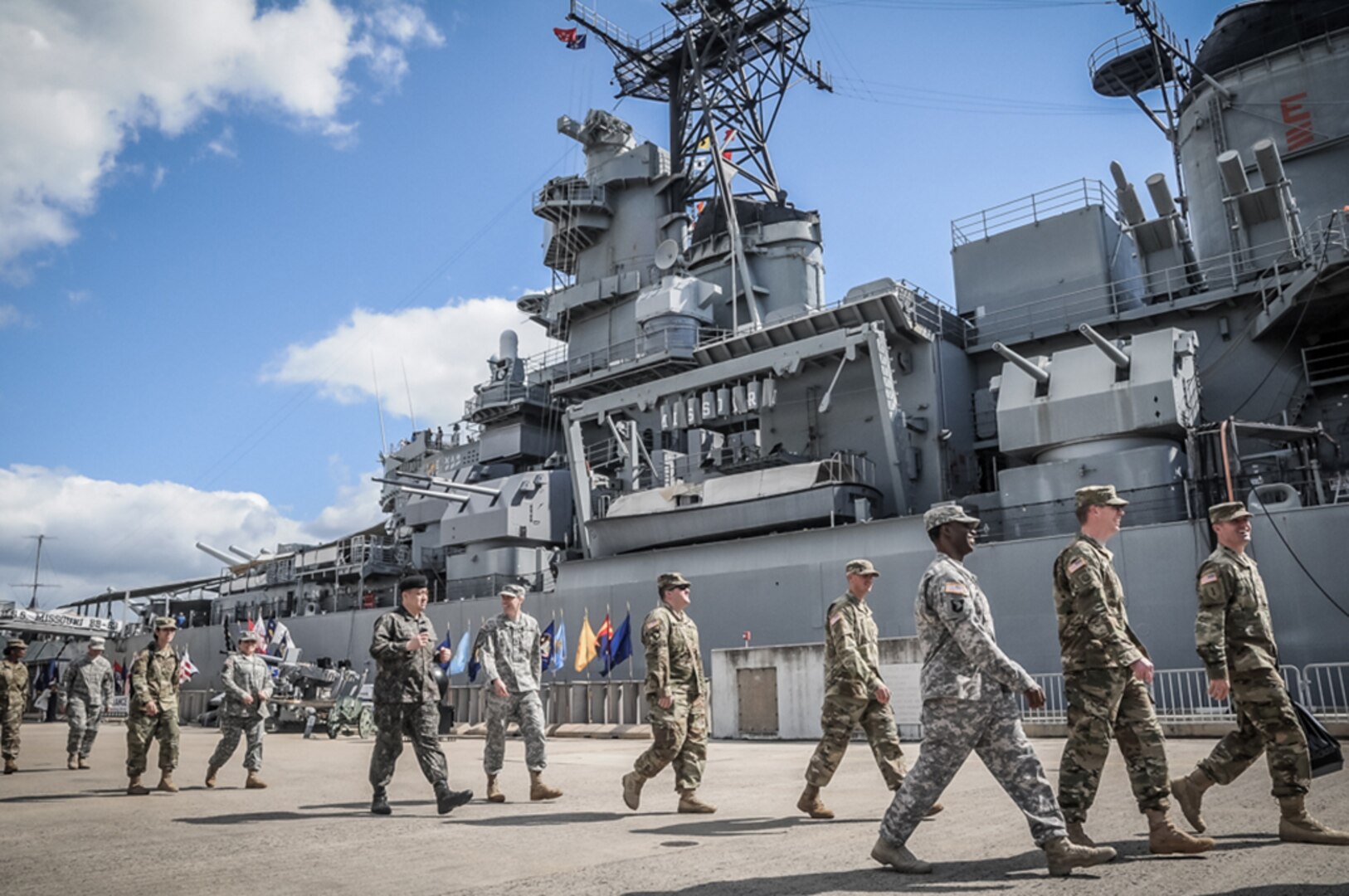 In this file photo, top-performing military leaders, from 18 organizations across the Pacific theater, gather aboard the USS Missouri at Ford Island, Pearl Harbor, Hawaii, for graduation from the Young Alaka'i leader development program, on Jan. 16, 2016. The program provides broadening opportunities to prepare future strategic leaders