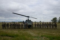 Members from the 40th Helicopter Squadron, the 741st Missile Security Forces Squadron, and 15th and 19th Air Operations Support Squadron Tactical Air Control Party pose for a photo after completing ground training Aug. 25, 2016, at Malmstrom Air Force Base, Mont. Five TACP members worked with Airmen from Malmstrom on day and night ground training over a four-day period.  (U.S. Air Force photo/Staff Sgt. Delia Marchick)