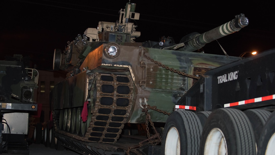U.S. Marines convoy equipment from Joint Base Berry to downtown Nashville in preparation for Marine Week, Sept. 6, 2016. The equipment will be set up as static displays at Riverfront Park for access to the general public throughout the week. Marine Week is the Marine Corps’ largest annual community outreach project and this year marks the seventh year of the event.