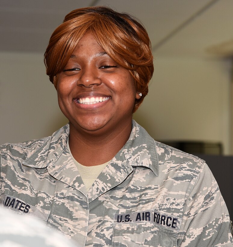 SSgt. Patricia Dates provides financial assistance to members of the 175th Wing on a daily basis Sep. 1, 2016 at Warfield Air National Guard Base, Middle River, Md. Dates is the Maryland Air National Guard September Spotlight Airman. (U.S. Air National Guard photo by Airman 1st Class Enjoli Saunders/RELEASED)
